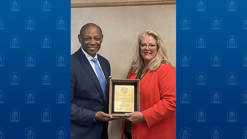 Michael Draine, AHA Regional Executive, with Susan Oakes Ferrucci, Chief Hospital Executive and Chief Nursing Officer of Bassett’s Critical Access Hospital Division