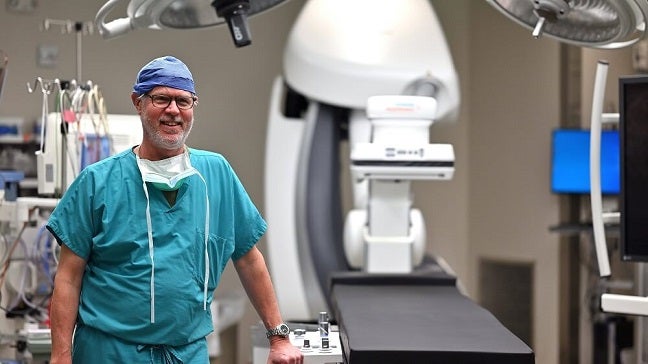 Dr. Cooper with the new hybrid OR at Bassett Medical Center