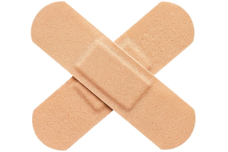 criss-crossed bandaids