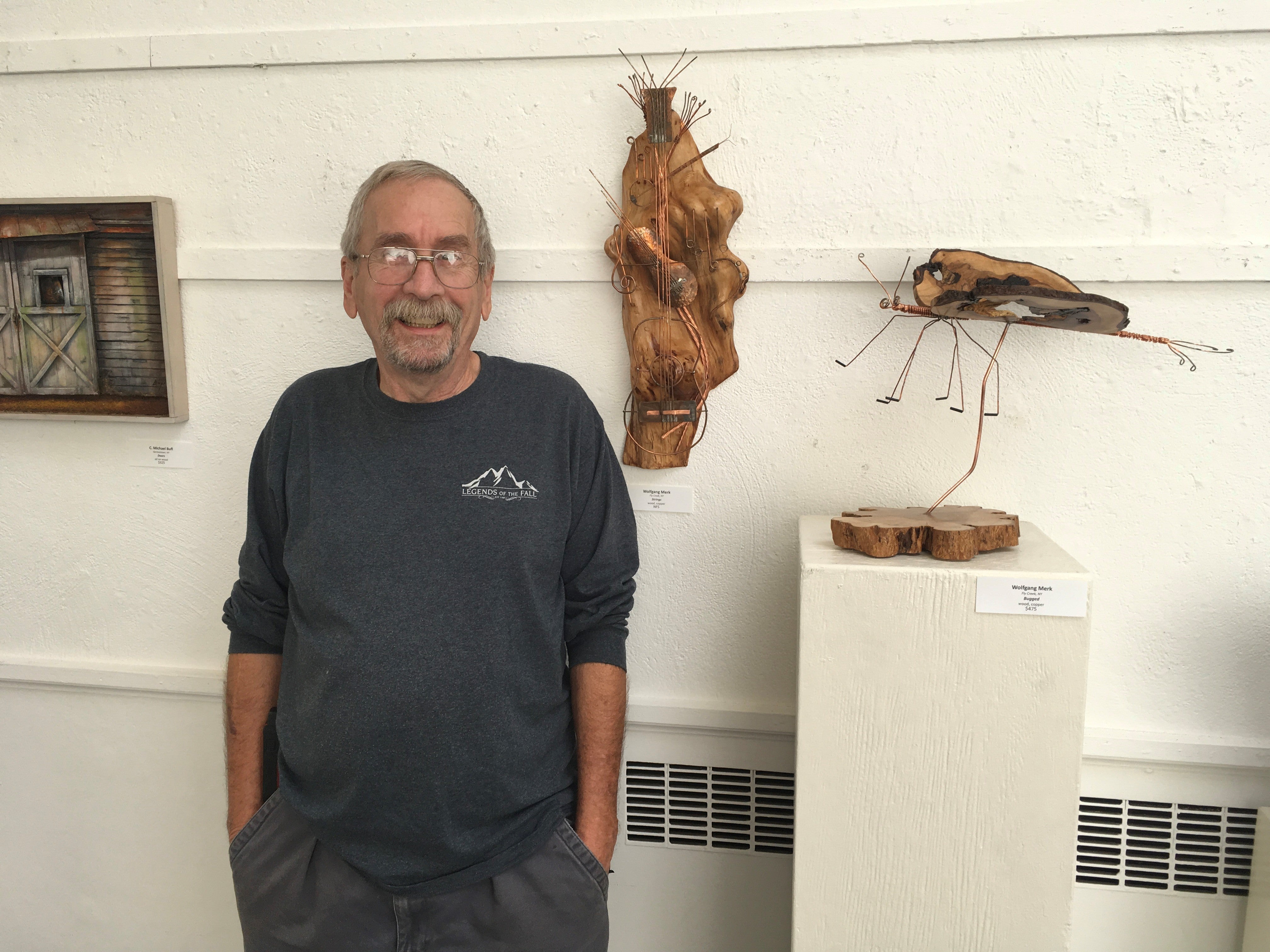 Wolfgang Merk, Liver Transplant Recipient Standing in Front of Art Display