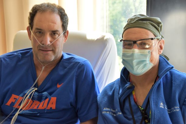 Michael Famolaro and critical care doctor Alan Garber