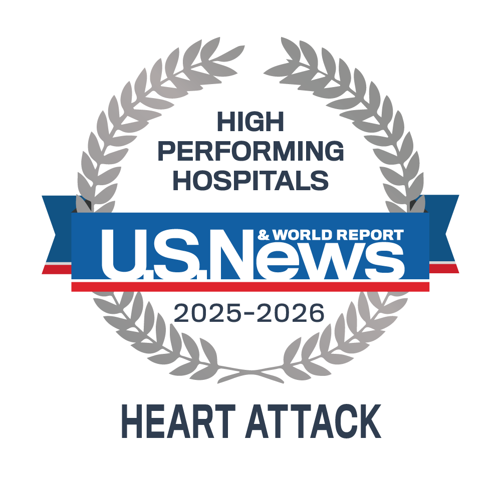 US News & World Report High Performing Hospital in Heart Attack Survival Badge