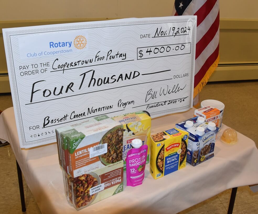 Ceremonial check on a table with some healthy, high-protein food